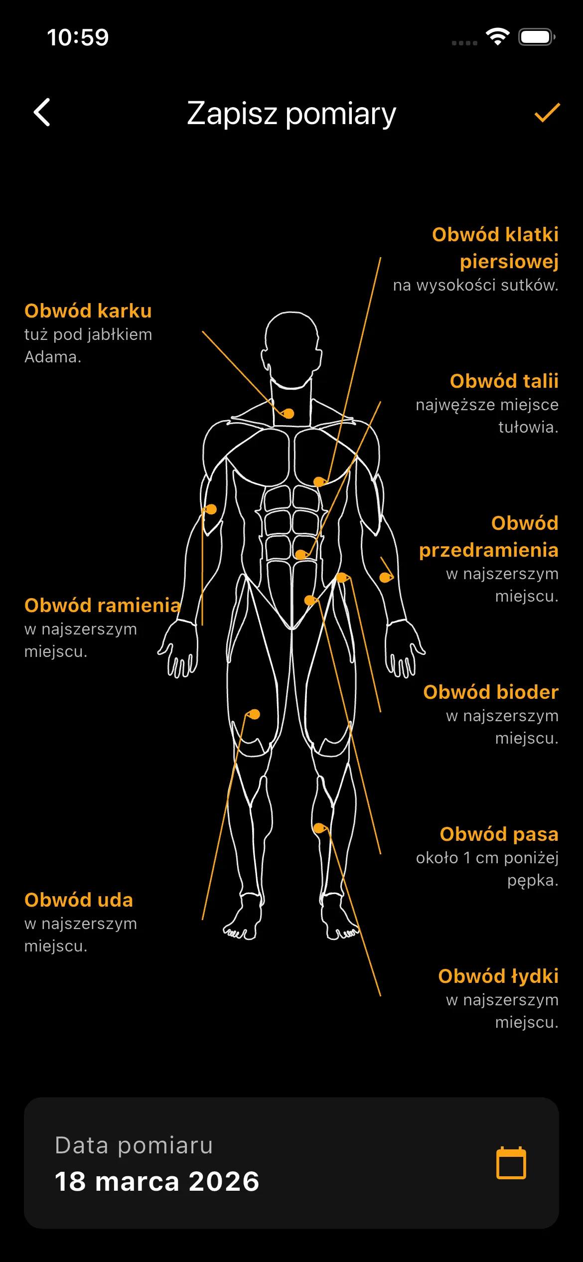 Atlas sylwetki z podpowiedziami jak prawidłowo wykonywać pomiary obwodów