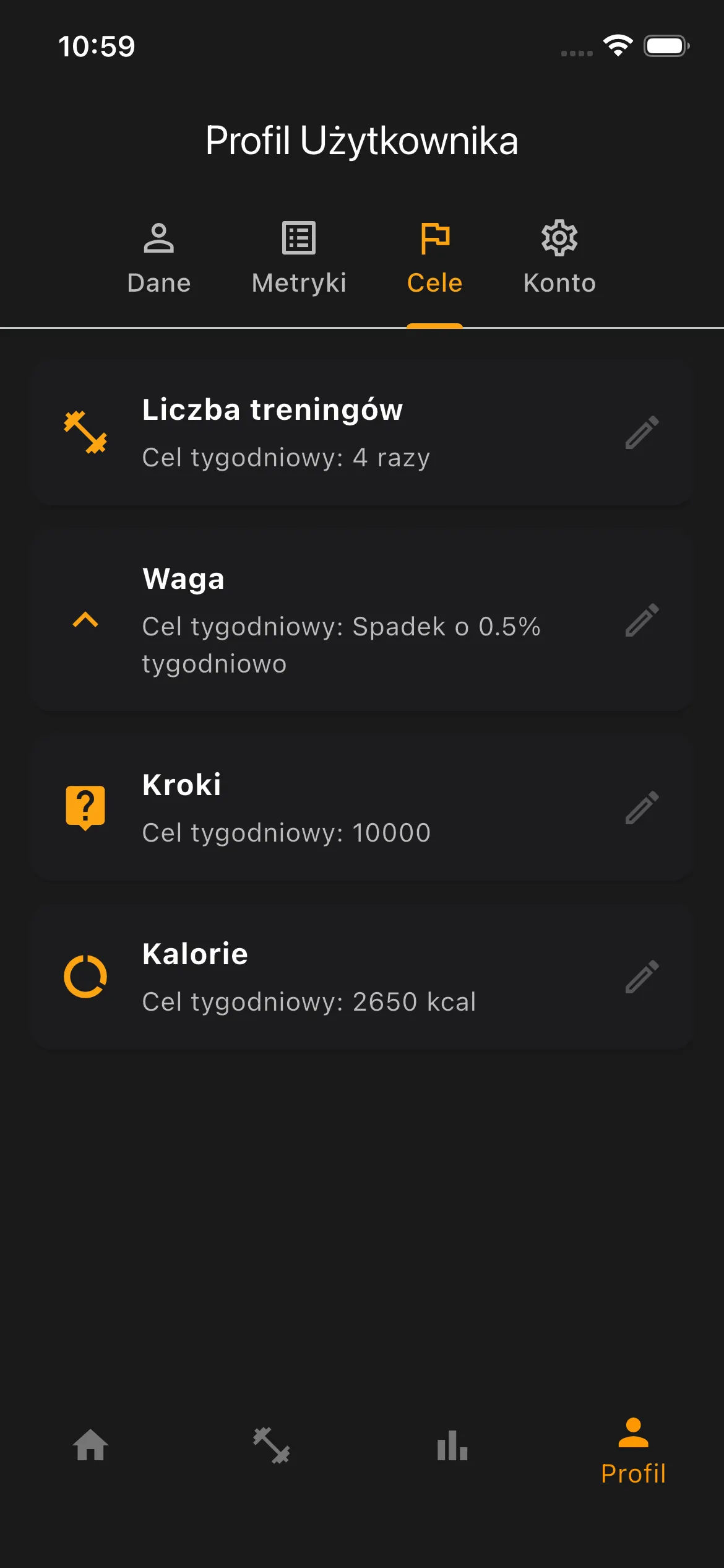 Ustawianie celów treningowych
