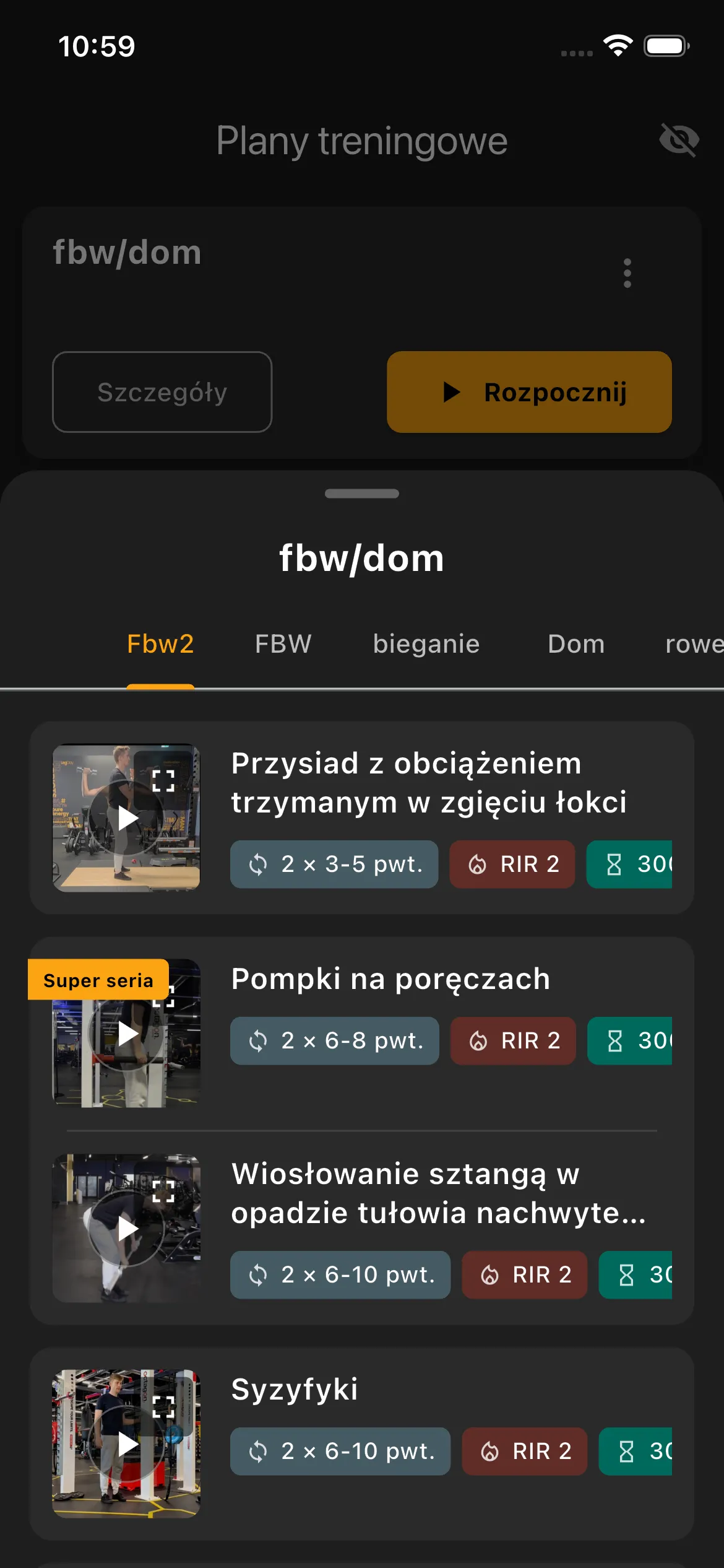 Szczegóły planu od trenera