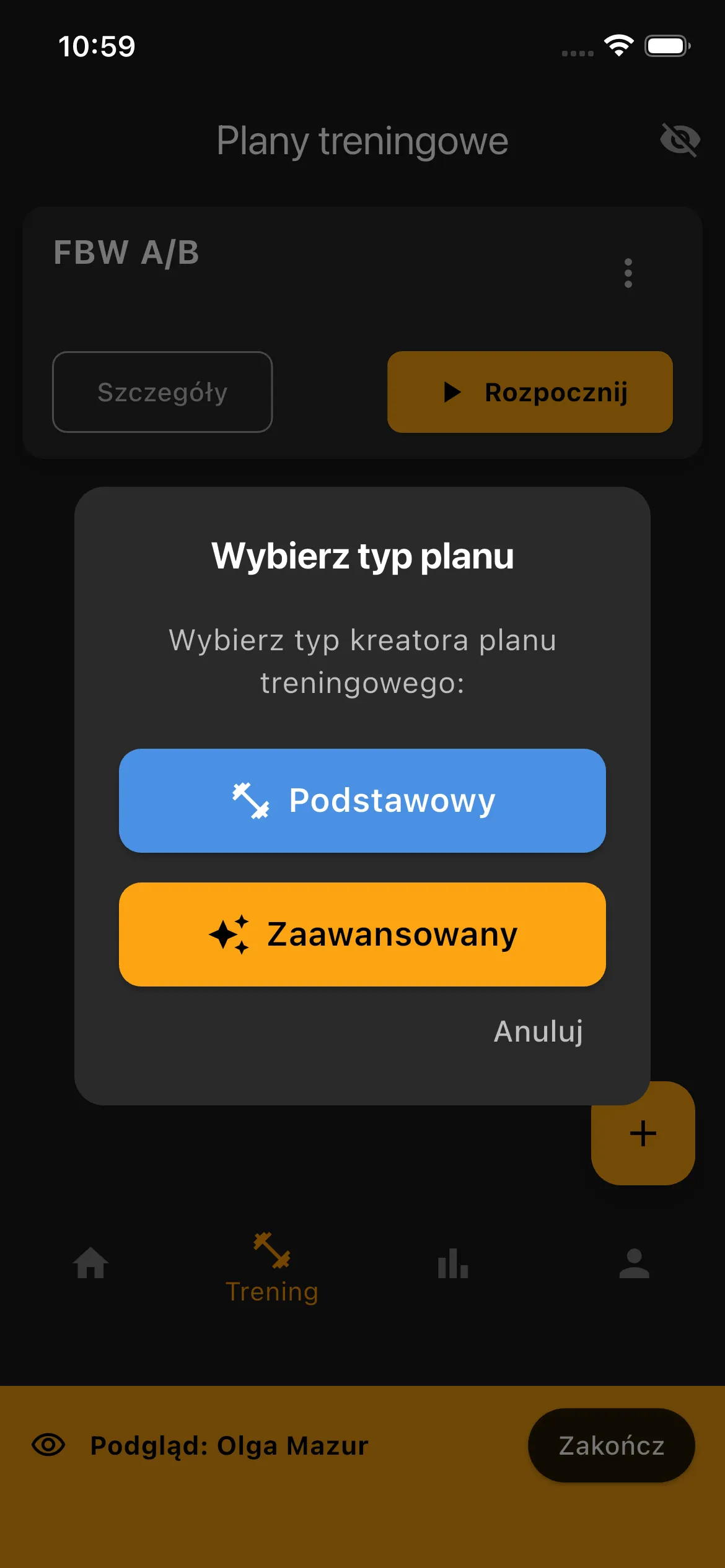 Wybór planu treningowego